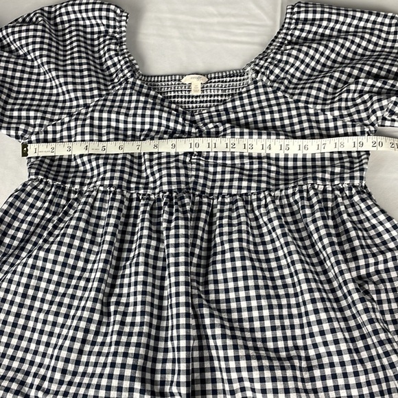 Terra & Sky Black and White Checked Blouse Bell Sleeves with Elastic - Picture 6 of 10
